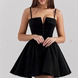 NWOT House of CB Black Mini Dress with Straps size Medium
